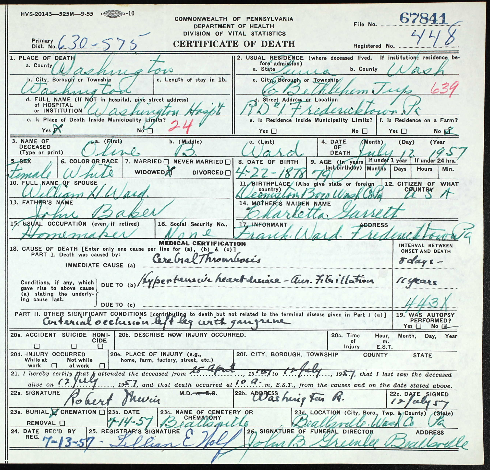 death certificate